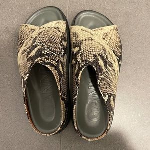 Ganni Kalamata Snake Embossed Platform Sandals